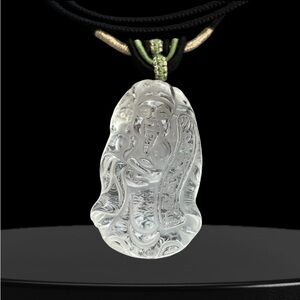 Elegant Crystal Quartz God Of Wealth Pendant Adjustable Necklace